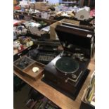 Typewriter, gramophone and a crystal set
