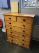 Pine chest of drawers with two small and five long drawers, W 106cm