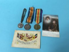 First World War medals and a silk postcard