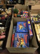 Two boxes including Thunderbirds toys etc