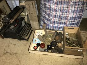 Typewriter, weights etc