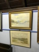 Robertson, watercolours, signed, 'Lakeland View' and an unsigned watercolour of a landscape, 37 x