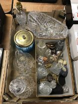 Assorted glassware, decanters, biscuit barrel etc