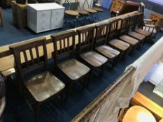 A set of eight ecclesiastical church chairs