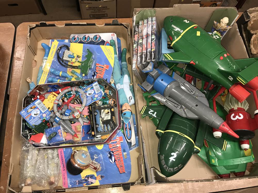 Two trays of Thunderbirds toys