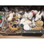 Two trays of soft toys