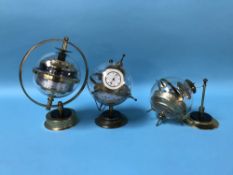A Sewills precision barometer on stand, another continental spherical barometer and stand etc (3)