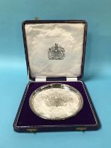 A Royal Silver Wedding Anniversary commemorative silver salver, Historical Heirlooms, Birmingham,