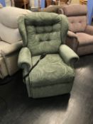 A green Sherbourne electric recliner