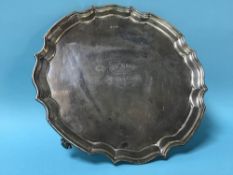 A silver salver, James Deakin and Sons, Sheffield, 1930, 26.5oz, engraved 'MV Lise, launched by