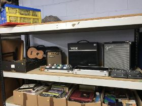 Three amplifiers, various effects pedals etc