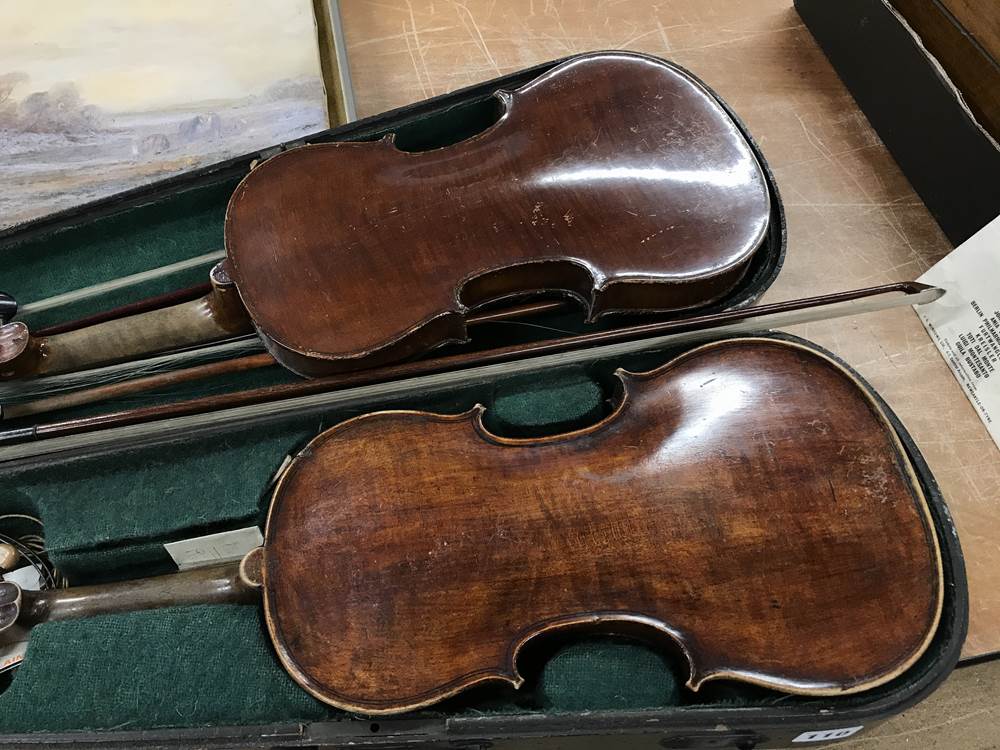 Two violins, three bows and two oils - Image 5 of 19