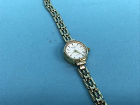 A 9ct gold Ladies Rotary wrist watch and strap, total weight 12.5 grams
