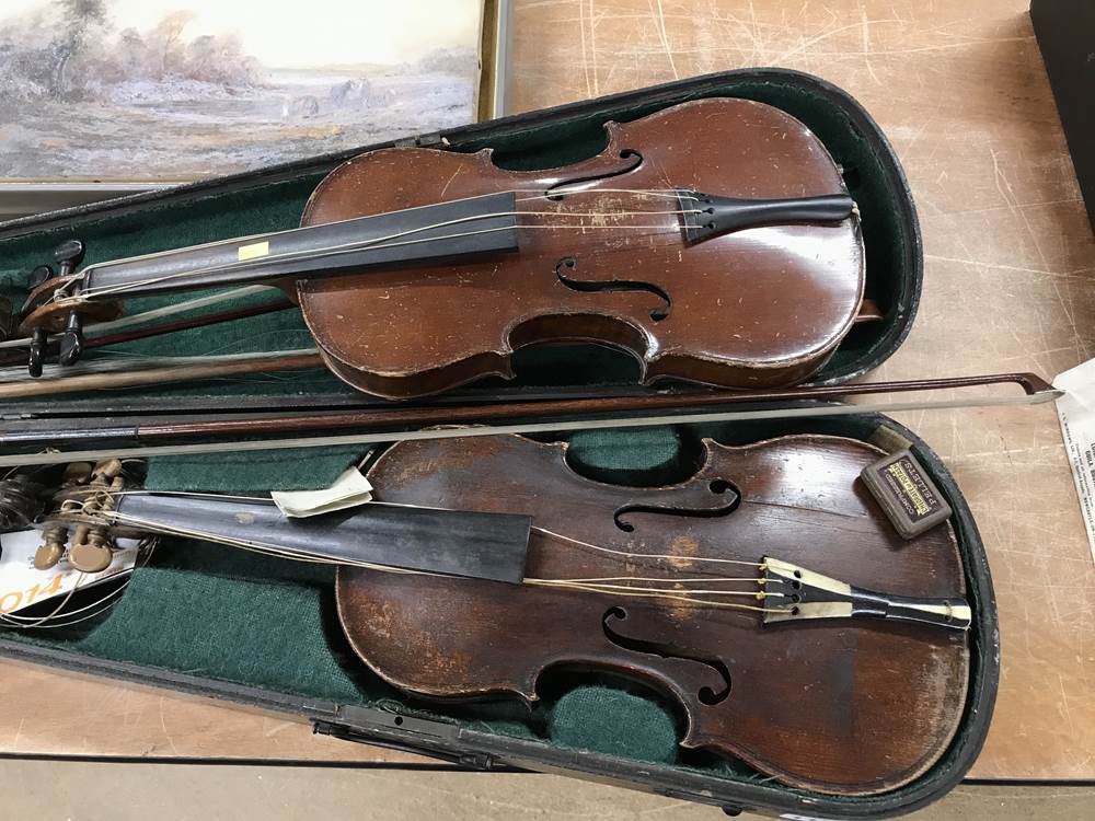 Two violins, three bows and two oils - Image 2 of 19