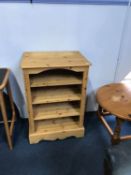 Pine open cabinet with adjustable shelves, W 63cm