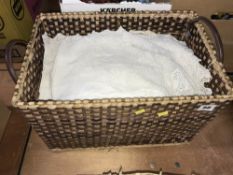 Basket of vintage table linen