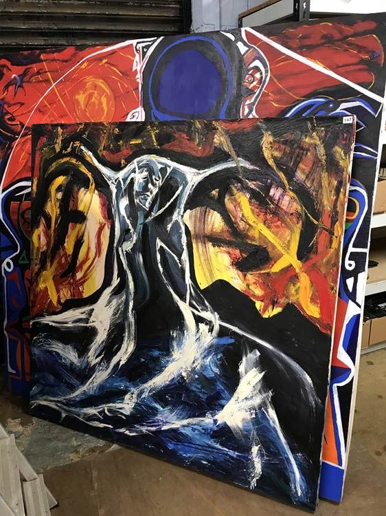 Four large abstract oils on canvas - Image 2 of 4