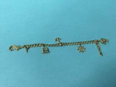 A 9ct gold bracelet and charms, 8g
