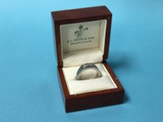 A platinum diamond solitaire ring, emerald cut, 1.5ct, colour K-M, clarity VVS, 20g, size W and