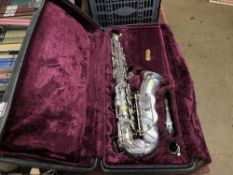 A Lafleur saxophone and case