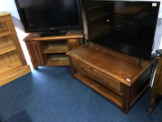 Pine low coffee table and TV stand