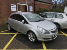 Vauxhall Corsa, silver, registered 29 March 2011, petrol, one key, no MOT, mileage stated 70,564