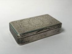 A continental (Russian?) silver lidded box, with gilt interior, 77 x 44 x18mm, 78g