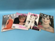 Four editions of Vogue magazine, featuring Diana Princess of Wales, August 1981, October 1997,