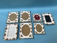 Three Royal Albert Old Country Roses photograph frames and two pairs of frames (7)