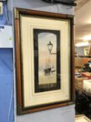John J. Holmes, watercolour, 'Harbour Scene', 47cm x 21cm