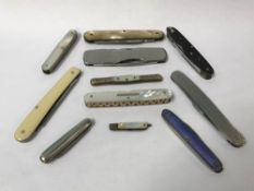 A collection of pocket knives including Butler, Joseph Rodgers etc
