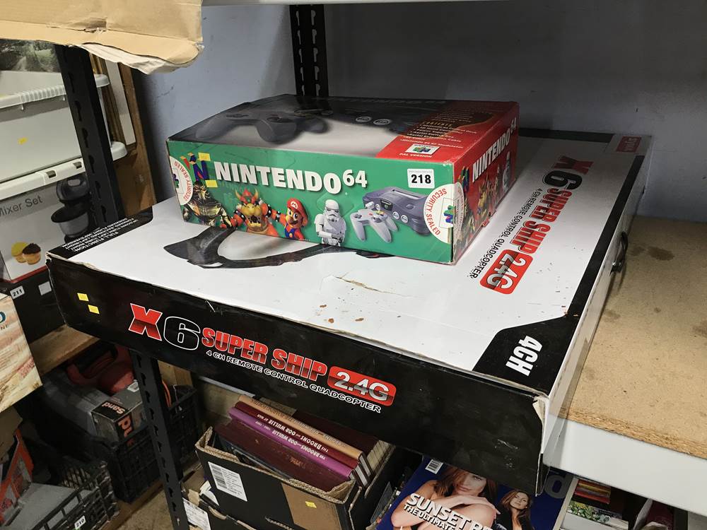 Boxed Nintendo 64 and a Quadcopter