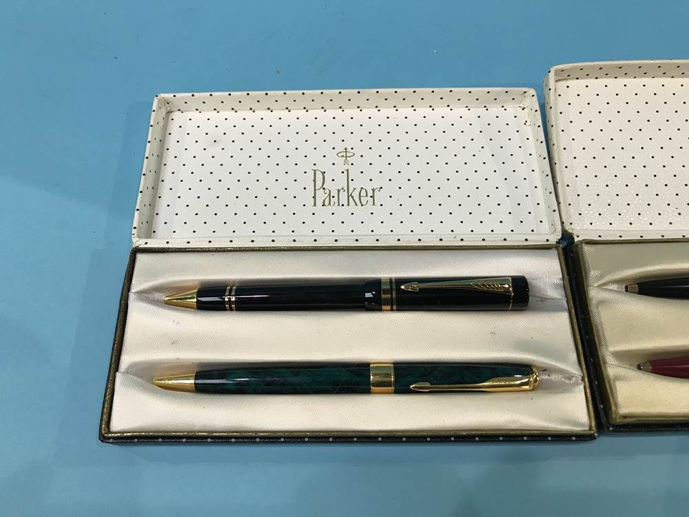 Four boxed Parker ball point pens, various - Image 3 of 3