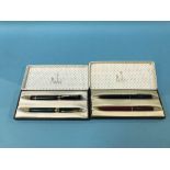 Four boxed Parker ball point pens, various