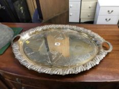 A large silver plated tea tray