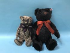 A Steiff Teddy Bear '1909-2009' and a small black bear