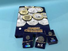 A change checker album of 2018 10p alphabet coins A-Z, complete set of 26