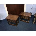 Two oak stools