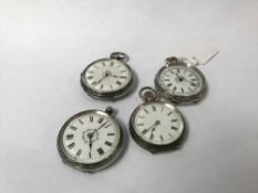 Four continental silver pocket watches