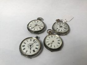 Four continental silver pocket watches