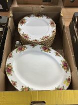 Tray of Royal Albert Old Country Roses china plates