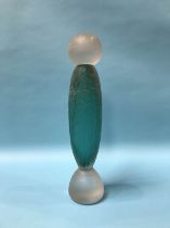 An Art Glass candlestick, signed, H 33cm