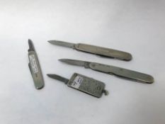 Four silver pen knives