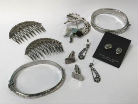 Silver hair slides, bangles etc