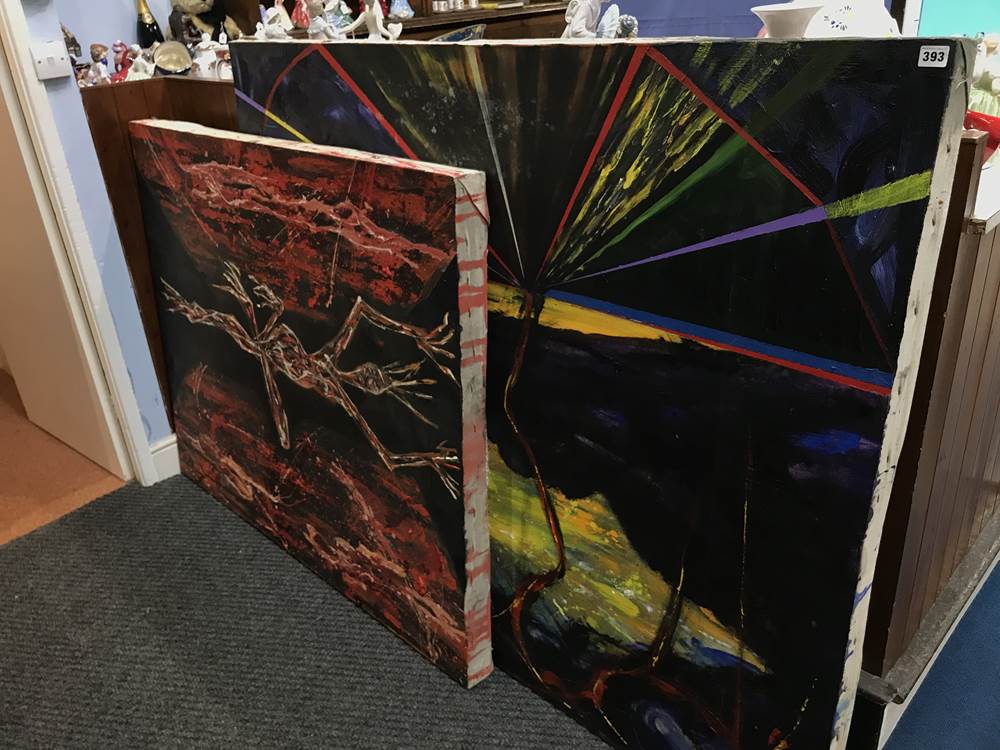 Five large abstract oils on canvas - Image 2 of 2