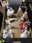 A collection of eight Royal Doulton figurines, various