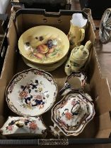 A box of Aynsley 'Orchard Gold' pattern china and Masons china