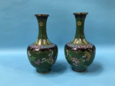 A pair of Cloisonne enamel vases