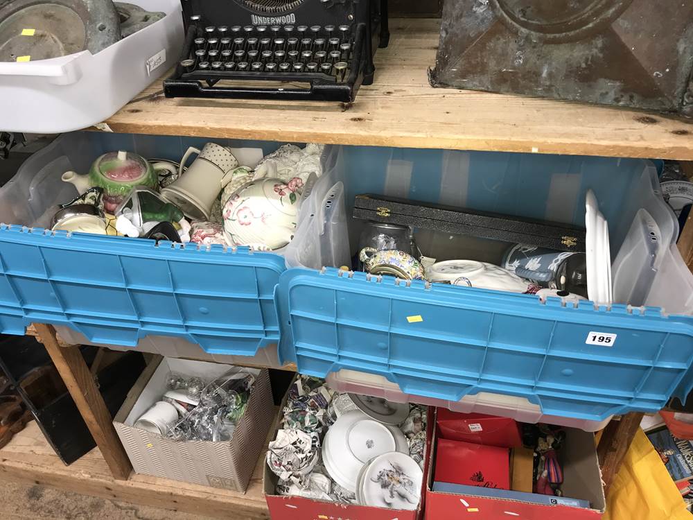Four boxes of assorted china and glassware including Maling