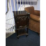 Decorative oak bedside cabinet